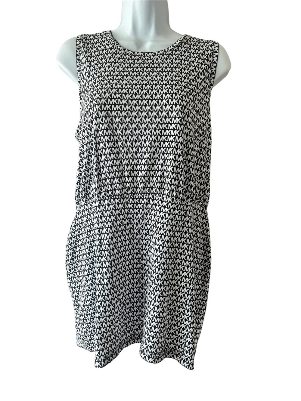 MICHAEL Michael Kors MK Monogram Sleeveless Shift Dress in Black & White
